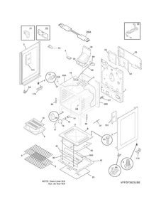 Body Diagram and Parts List for FFGF3023LWE  Frigidaire Range