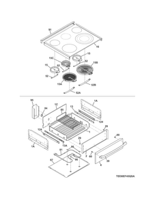 Top/drawer Diagram and Parts List for EI30EF45QSA  Electrolux Range