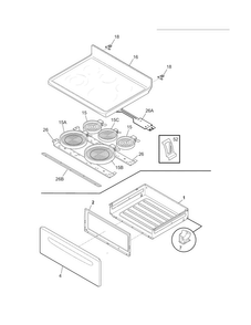 Top/drawer Diagram and Parts List for DGEF3031KWF  Frigidaire Range