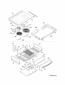 Top/drawer Diagram and Parts List for 79042549316  Kenmore Range