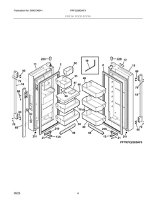 Fresh Food Door Diagram and Parts List for PRFS2883AF3  Frigidaire Refrigerator
