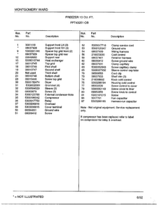 Freezer 13 Cubic Feet Page 6 Diagram and Parts List for 43251-0B  Frigidaire Freezer