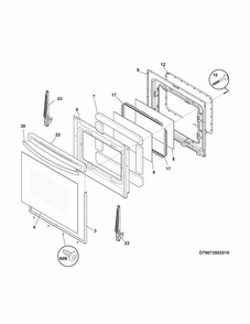 Door Diagram and Parts List for 79072409010  Kenmore Range
