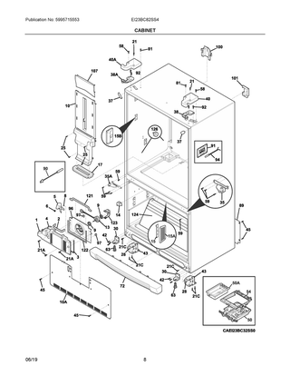 Cabinet Diagram and Parts List for EI23BC82SS4  Frigidaire Refrigerator