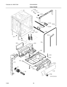 Tub And Frame Diagram and Parts List for EDSH4944BS0A  Frigidaire Dishwasher