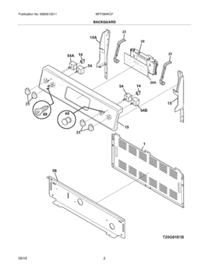 03 - BACKGUARD Diagram and Parts List for MFF384KCF  Frigidaire Range