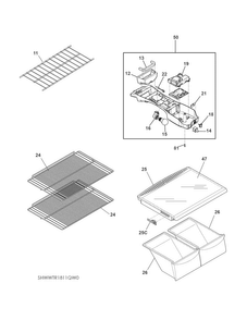 Shelves Diagram and Parts List for WWTR1811QW0  Westinghouse Refrigerator