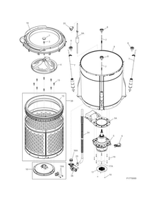 Motor/tub Diagram and Parts List for FFLE40C3QT0  Frigidaire Washer Dryer Combo