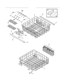 Racks Diagram and Parts List for DGBD2432KB1A  Frigidaire Dishwasher