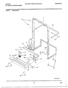 24" Built-in Dishwasher Page 10 Diagram and Parts List for 68-1075  Frigidaire Dishwasher
