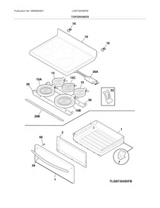 Top/drawer Diagram and Parts List for LGEF3045KFM  Frigidaire Range