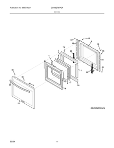 Door Diagram and Parts List for GCWS2767ADF  Frigidaire Wall Oven