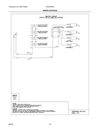 Wiring Diagram Diagram and Parts List for FGGS3065PBU  Frigidaire Range