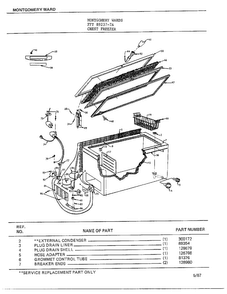 Chest Freezer Diagram and Parts List for 89257-7A  Frigidaire Freezer