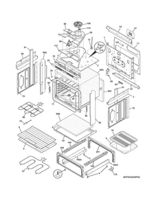 Body Diagram and Parts List for FFES3025PBC  Frigidaire Range