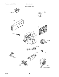 Electrical Parts Diagram and Parts List for EDSH4944BS0A  Frigidaire Dishwasher