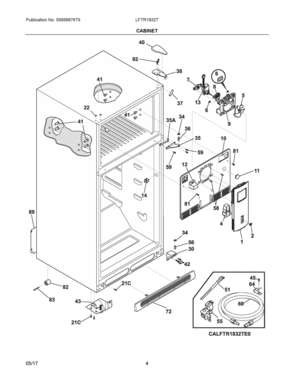 03 - CABINET Diagram and Parts List for LFTR1832TP0  Frigidaire Refrigerator