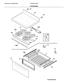 Top/Drawer Diagram and Parts List for FCRE305CAWD  Frigidaire Range