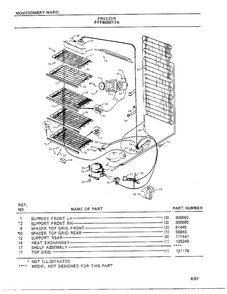 Freezer Page 3 Diagram and Parts List for 46567A-7  Frigidaire Freezer