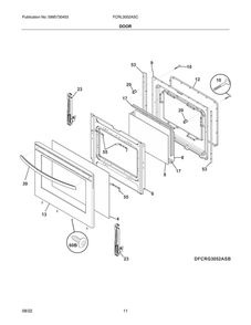 Door Diagram and Parts List for FCRL3052ASC  Frigidaire Range