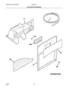 Ice And Water Dispenser Diagram and Parts List for LFSS2312TF4  Frigidaire Refrigerator