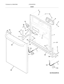 Door Diagram and Parts List for LFID2422RF4B  Frigidaire Dishwasher