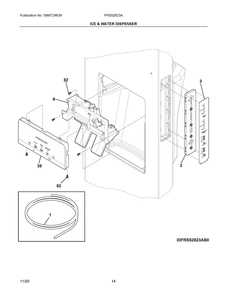 Ice And Water Dispenser Diagram and Parts List for FRSS2623AS0  Frigidaire Refrigerator