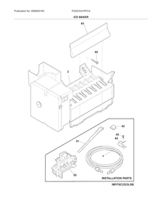 Ice Maker Diagram and Parts List for FGHC2331PFCA  Frigidaire Refrigerator