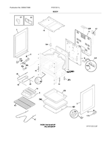 Body Diagram and Parts List for FFEF3011LBH  Frigidaire Range