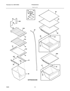 Shelves Diagram and Parts List for FRSS2623AD3  Frigidaire Refrigerator