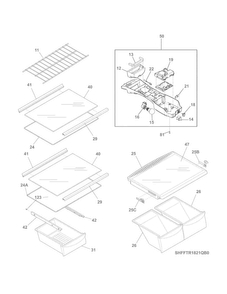 Shelves Diagram and Parts List for FFHT1821QW0  Frigidaire Refrigerator