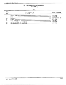 30" Floor/top Page 2 Diagram and Parts List for 2468A  Frigidaire Range