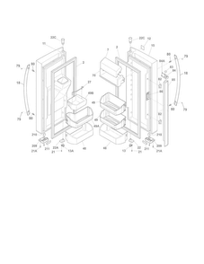 Fresh Food Doors Diagram and Parts List for 25370312212  Kenmore Refrigerator