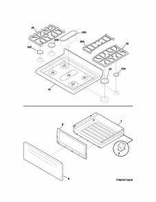 Top/drawer Diagram and Parts List for 79074139311  Kenmore Range