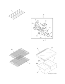 Shelves Diagram and Parts List for FFHT1814QB3  Frigidaire Refrigerator