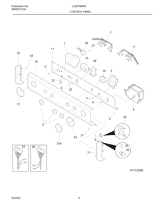 Control Panel Diagram and Parts List for LCE756BS8  Frigidaire Dryer