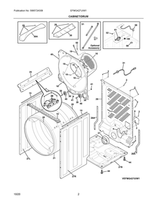 Cabinet/Drum Diagram and Parts List for EFMG427UIW1  Frigidaire Dryer