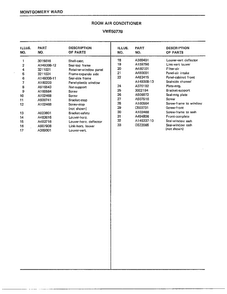 Room Air Conditioner Page 2 Diagram and Parts List for 5077B  Frigidaire Air Conditioner