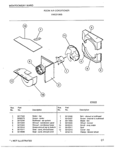 Room Air Conditioner Page 3 Diagram and Parts List for 5198G  Frigidaire Air Conditioner