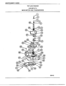 Main Motor And Transmission Diagram and Parts List for 6507-87A  Frigidaire Washer