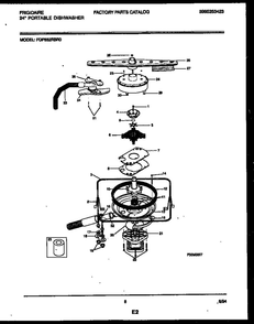 Motor Pump Parts Diagram and Parts List for FDP652RBR0  Frigidaire Dishwasher