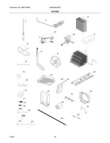 System Diagram and Parts List for GRSN2620AF0  Frigidaire Refrigerator