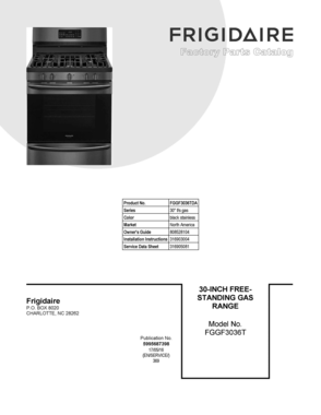 01 - COVER SHEET Diagram and Parts List for FGGF3036TDA  Frigidaire Range