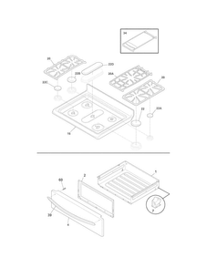 Top/drawer Diagram and Parts List for BGGF3042KFT  Frigidaire Range