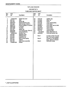 Tubs And Water Inlet Page 2 Diagram and Parts List for 6507-87A  Frigidaire Washer