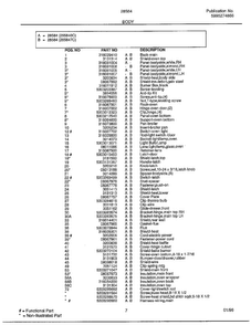 Body Page 2 Diagram and Parts List for 285847C  Frigidaire Range