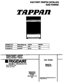 COVER Diagram and Parts List for TGF367CFTA  Tappan Range