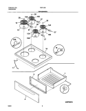 TOP / DRAWER Diagram and Parts List for FEF314BWB  Frigidaire Range