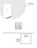 COVER Diagram and Parts List for CALR17LW1  Crosley Freezer