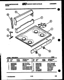 BACKGUARD AND COOKTOP PARTS Diagram and Parts List for GF501HXW2  Frigidaire Range